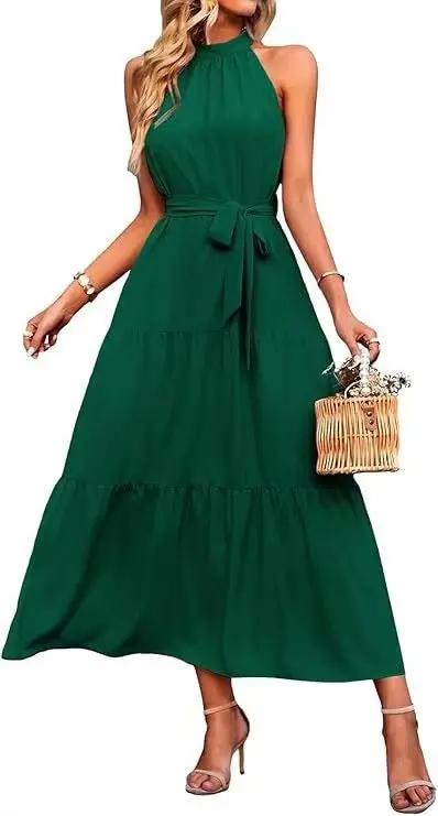 Halter Lace-up Casual Loose Stitching Dress Sumit Pathak