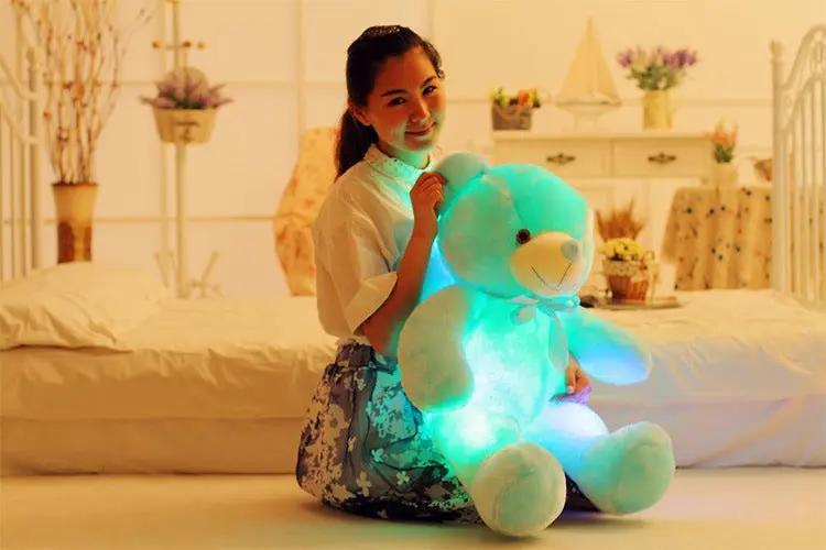 Creative Light Up LED Teddy Bear Stuffed Animals Plush Toy Colorful Glowing Christmas Gift For Kids Pillow INDZONES