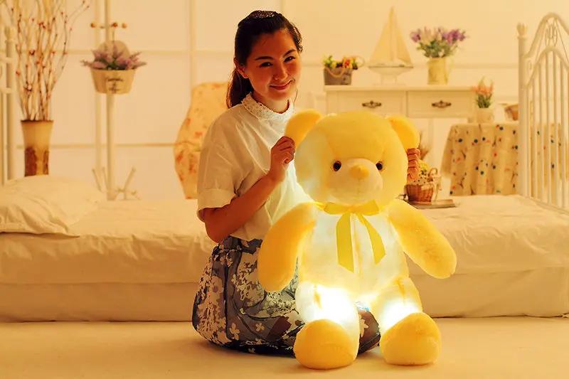 Creative Light Up LED Teddy Bear Stuffed Animals Plush Toy Colorful Glowing Christmas Gift For Kids Pillow INDZONES