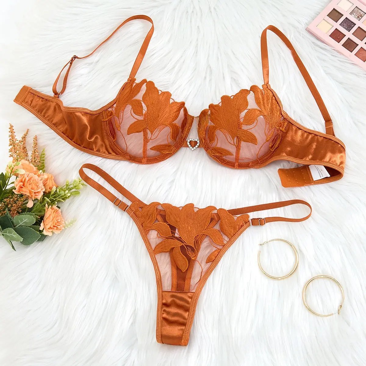 Large Size Intimates Transparent Flower Embroider Sexy INDZONES