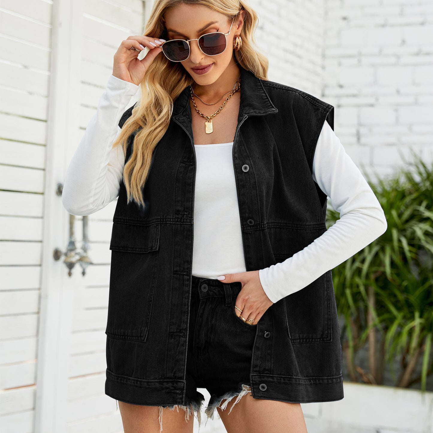European And American New Denim Vest Waistcoat Women's Summer Fashion Trend Denim Sleeveless Vest