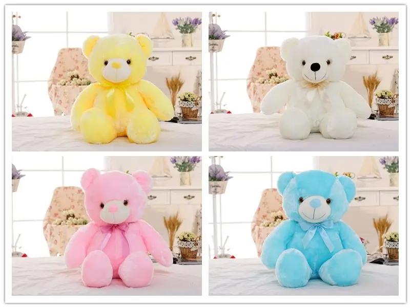 Creative Light Up LED Teddy Bear Stuffed Animals Plush Toy Colorful Glowing Christmas Gift For Kids Pillow INDZONES