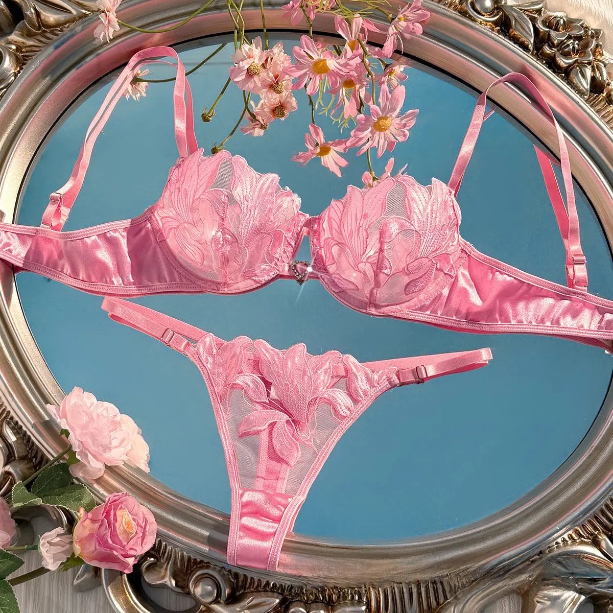 Large Size Intimates Transparent Flower Embroider Sexy INDZONES