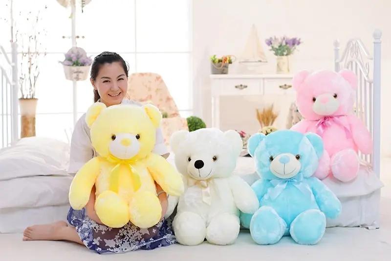 Creative Light Up LED Teddy Bear Stuffed Animals Plush Toy Colorful Glowing Christmas Gift For Kids Pillow INDZONES