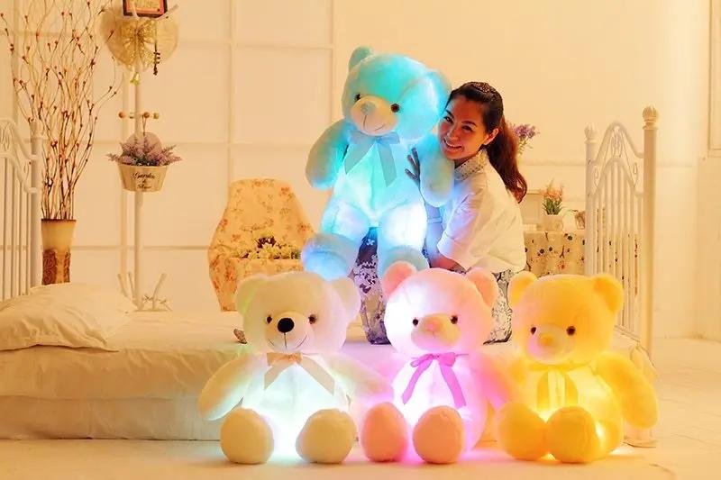 Creative Light Up LED Teddy Bear Stuffed Animals Plush Toy Colorful Glowing Christmas Gift For Kids Pillow INDZONES