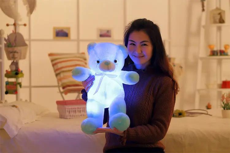 Creative Light Up LED Teddy Bear Stuffed Animals Plush Toy Colorful Glowing Christmas Gift For Kids Pillow INDZONES
