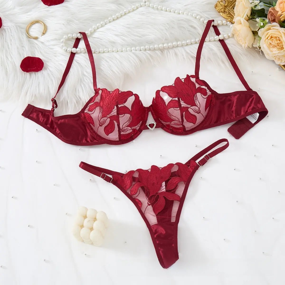 Large Size Intimates Transparent Flower Embroider Sexy INDZONES