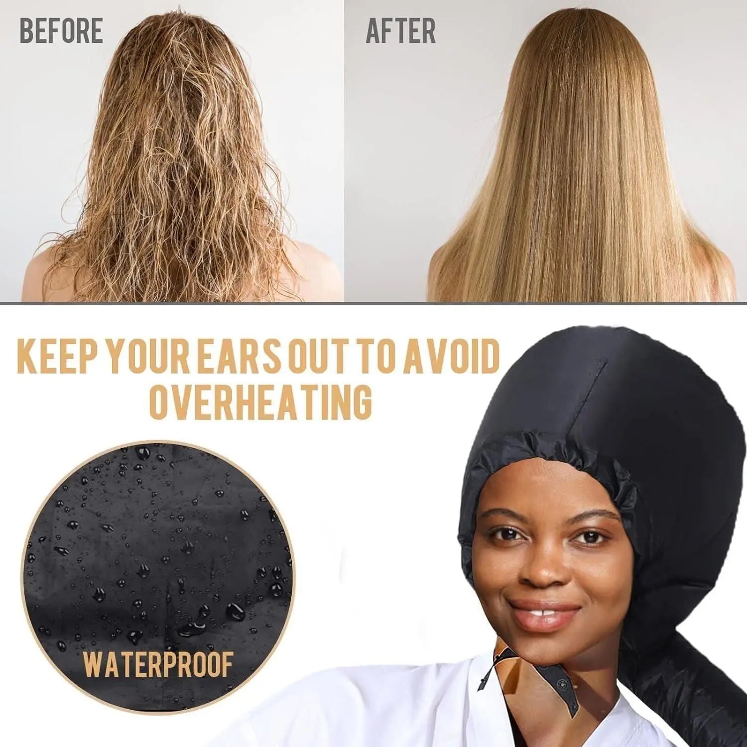 Hair Dryer Hooded Diffuser Cap for Curly, Speeds Up Drying 9ttgn1-6x