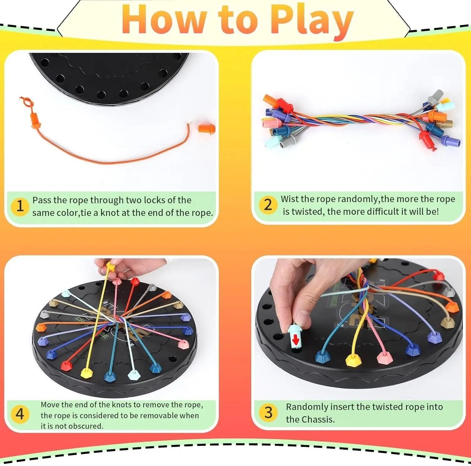 Rope Sorting Puzzle, Brainy Teaser Rope Strategy Board Game Logic Knots Untangling Table Toy 9ttgn1-6x