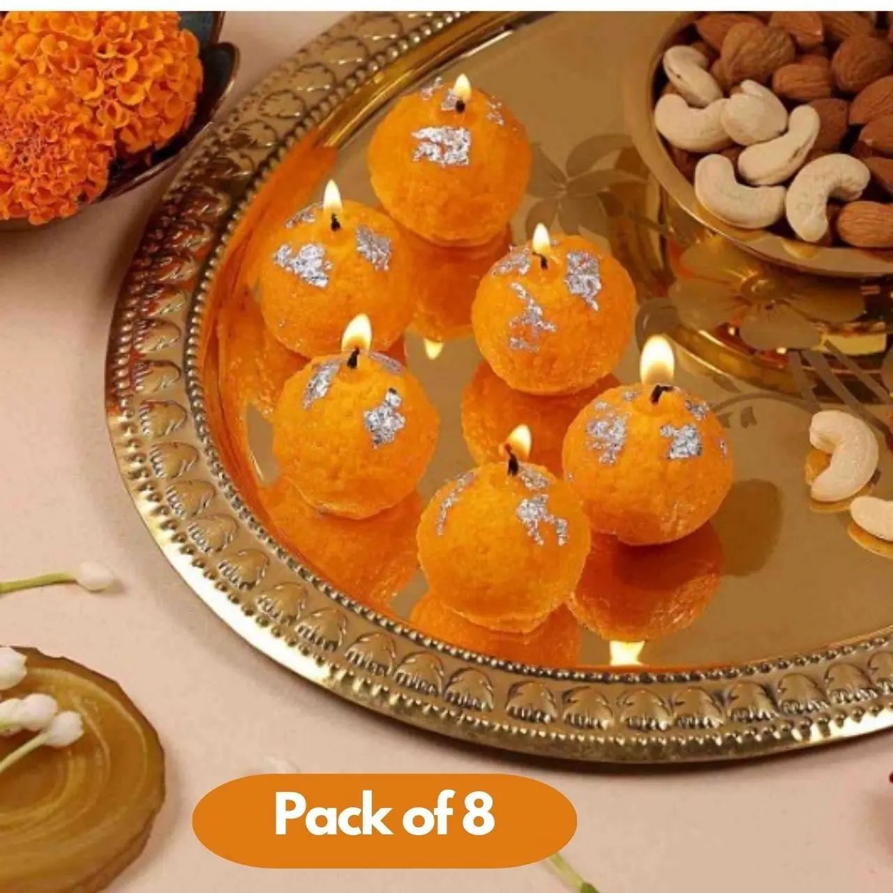 Laddoo Shape Candle Pack of 8 9ttgn1-6x