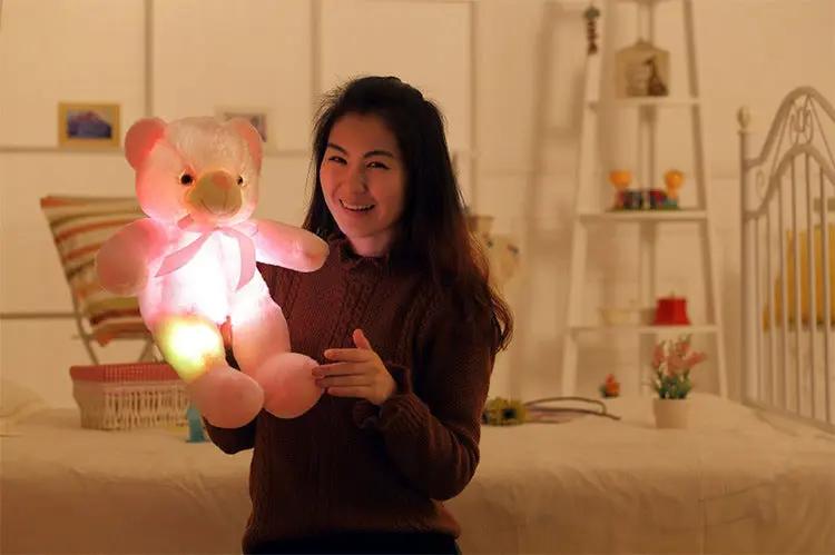 Creative Light Up LED Teddy Bear Stuffed Animals Plush Toy Colorful Glowing Christmas Gift For Kids Pillow INDZONES