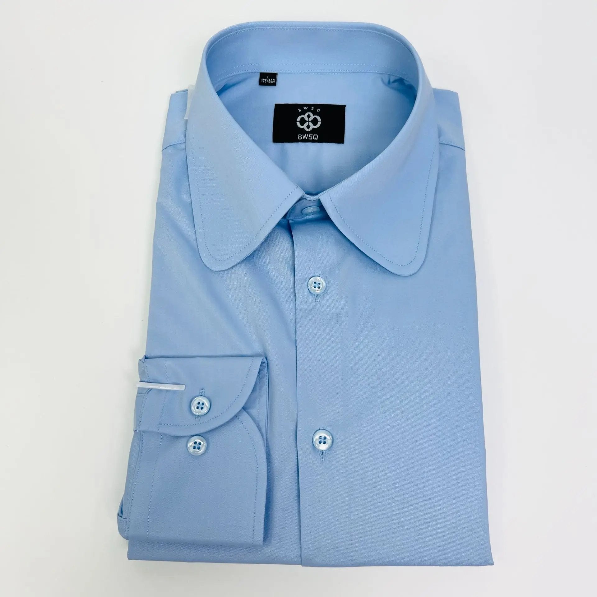 Men's Solid Color Long Sleeve Shirt Round Collar Top INDZONES