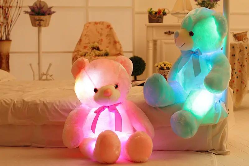 Creative Light Up LED Teddy Bear Stuffed Animals Plush Toy Colorful Glowing Christmas Gift For Kids Pillow INDZONES