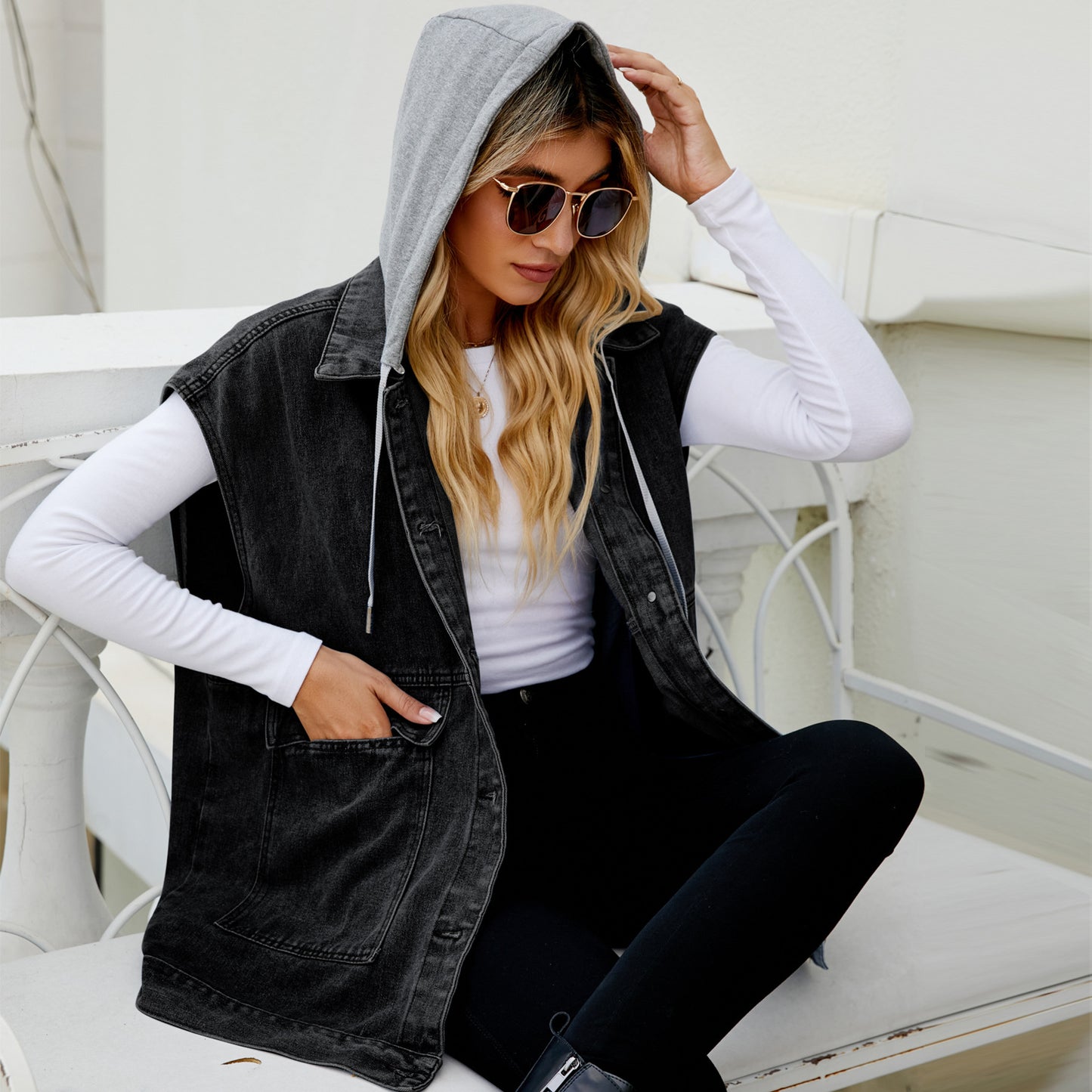 European And American New Denim Vest Waistcoat Women's Summer Fashion Trend Denim Sleeveless Vest