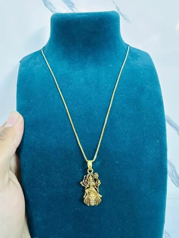 Gold Plated Ambe Mataji Pendant with Chain 9ttgn1-6x