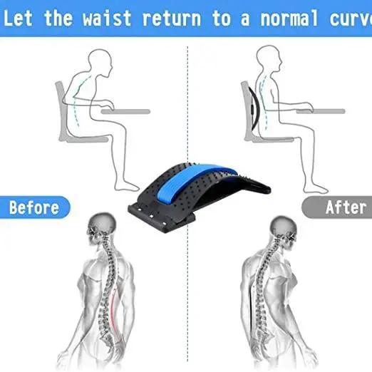 Multi-Level Back Stretcher Posture Corrector Device for Back Pain Relief with Back Support Mate Magic Back Stretching Massage (Blue) 9ttgn1-6x