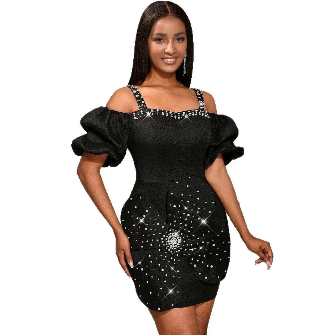 European And American Sexy Sling Puff Sleeve Dress Sumit Pathak