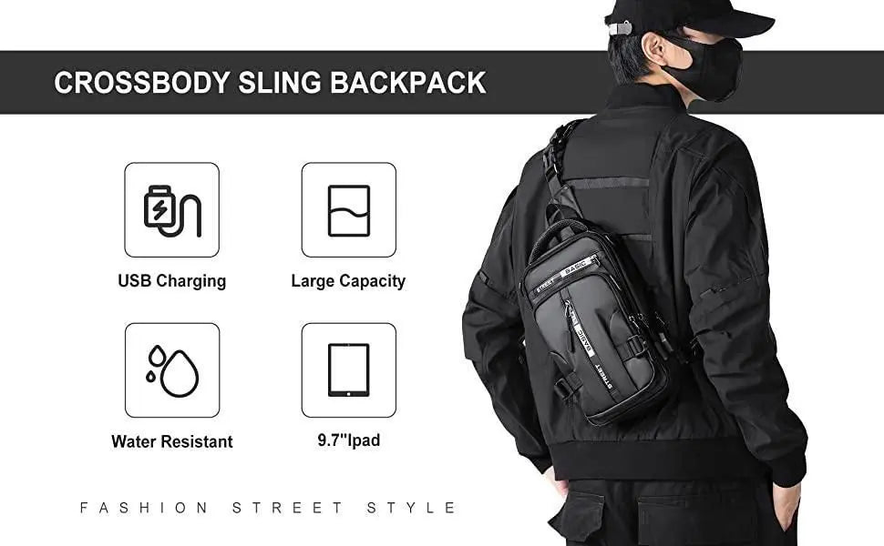 Sling Bag with USB Charging Port 9ttgn1-6x