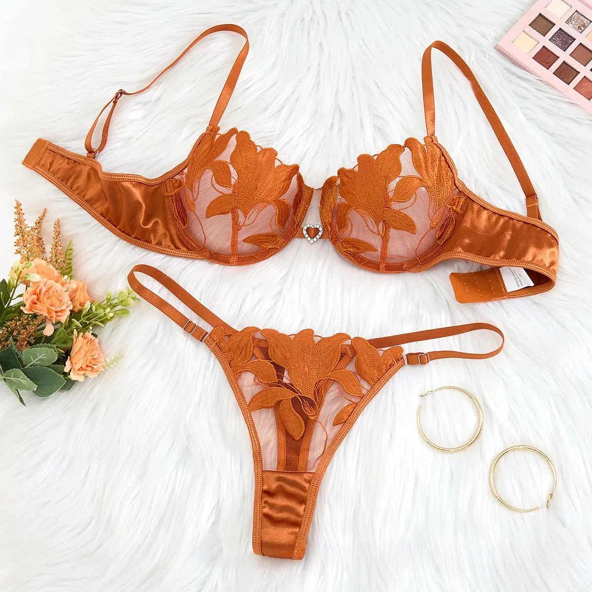 Large Size Intimates Transparent Flower Embroider Sexy INDZONES