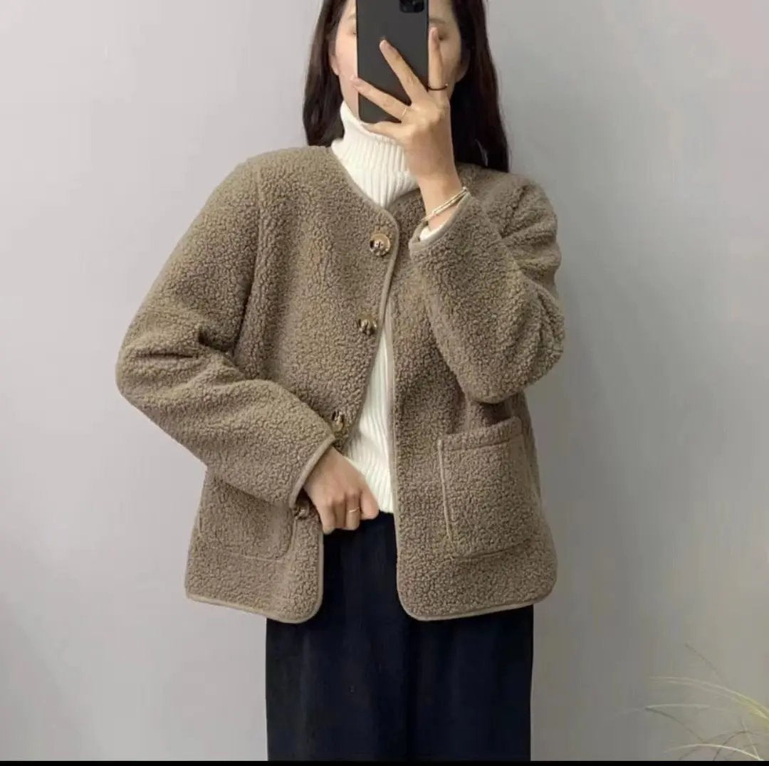 Round Neck Lamb Wool Loose Coat Sumit Pathak