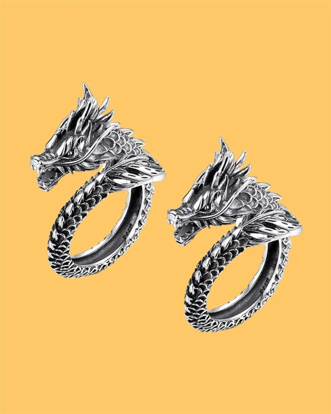 Silver Adjustable Dragon Ring (Pack of 2) 9ttgn1-6x