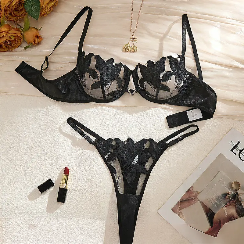 Large Size Intimates Transparent Flower Embroider Sexy INDZONES