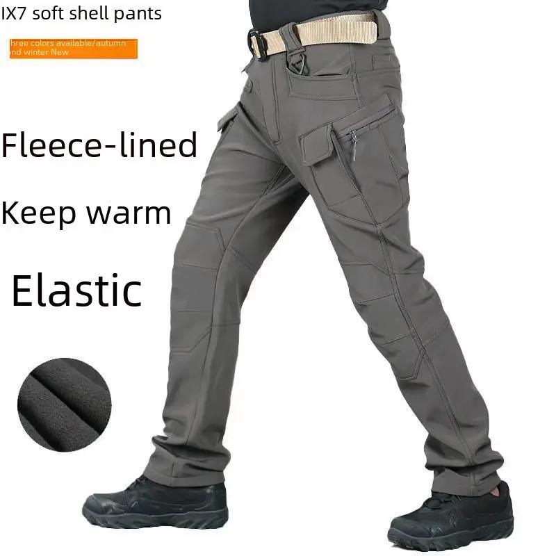 Outdoor Sports Softshell Pants Men&#039;s Fleece Lined Windproof Waterproof Breathable Mountain Climbing Camping Hiking Trousers