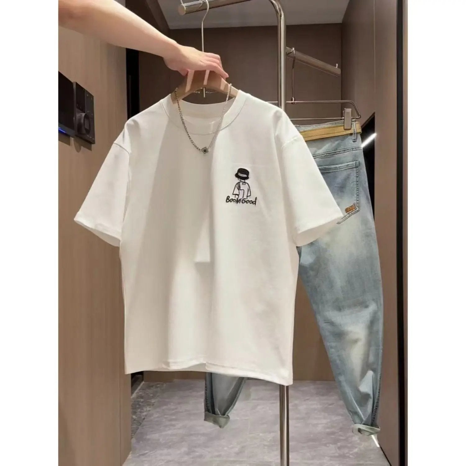 Men's Simple Cartoon Print Loose Short Sleeve Sumit Pathak