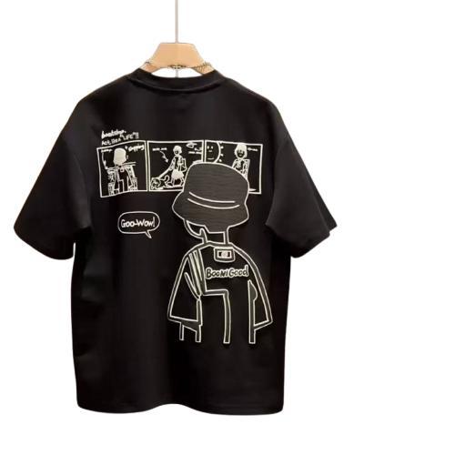 Men's Simple Cartoon Print Loose Short Sleeve