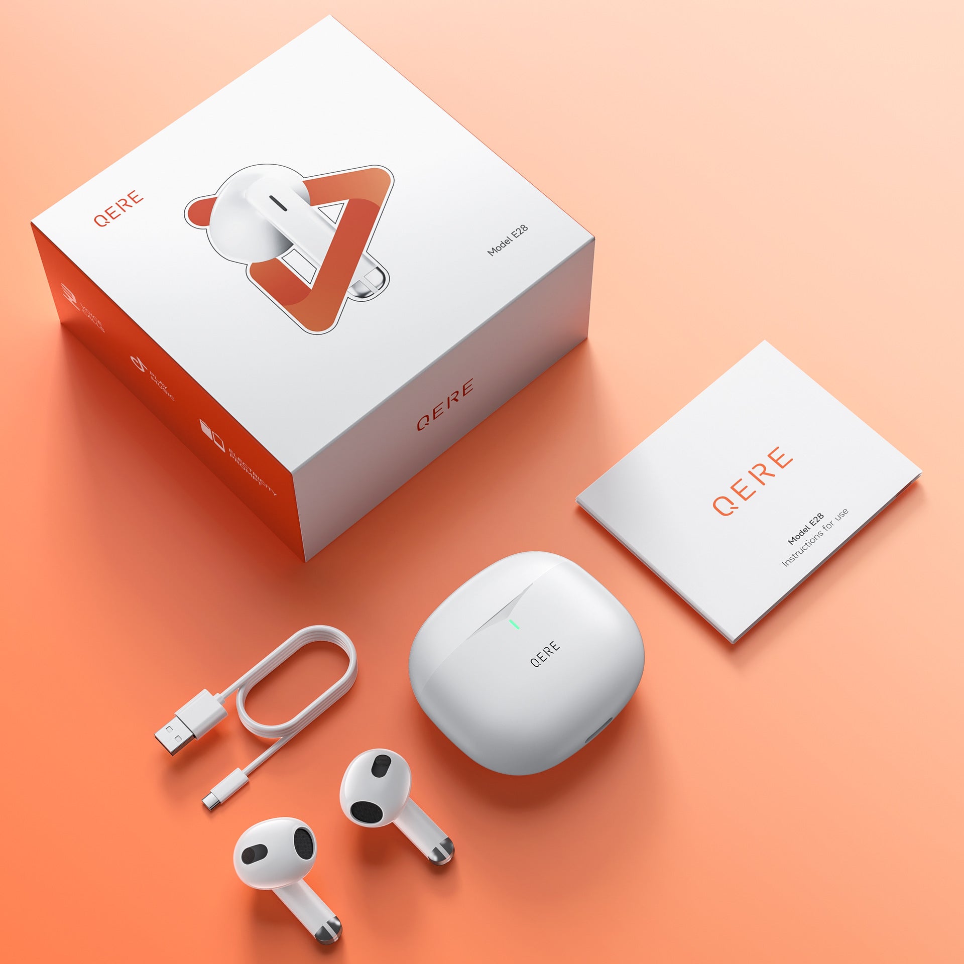 Cross-border QERE E28 New Tws Wireless Bluetooth Headset In-ear Subwoofer Gaming Headset Ultra-long Battery Life