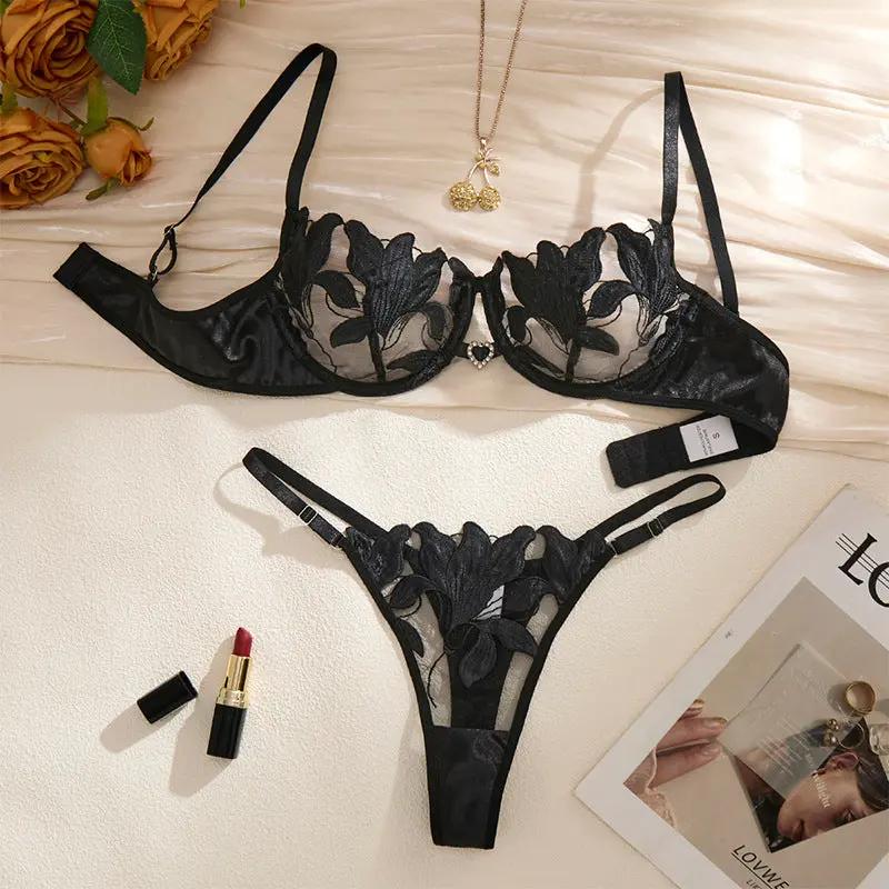 Large Size Intimates Transparent Flower Embroider Sexy INDZONES