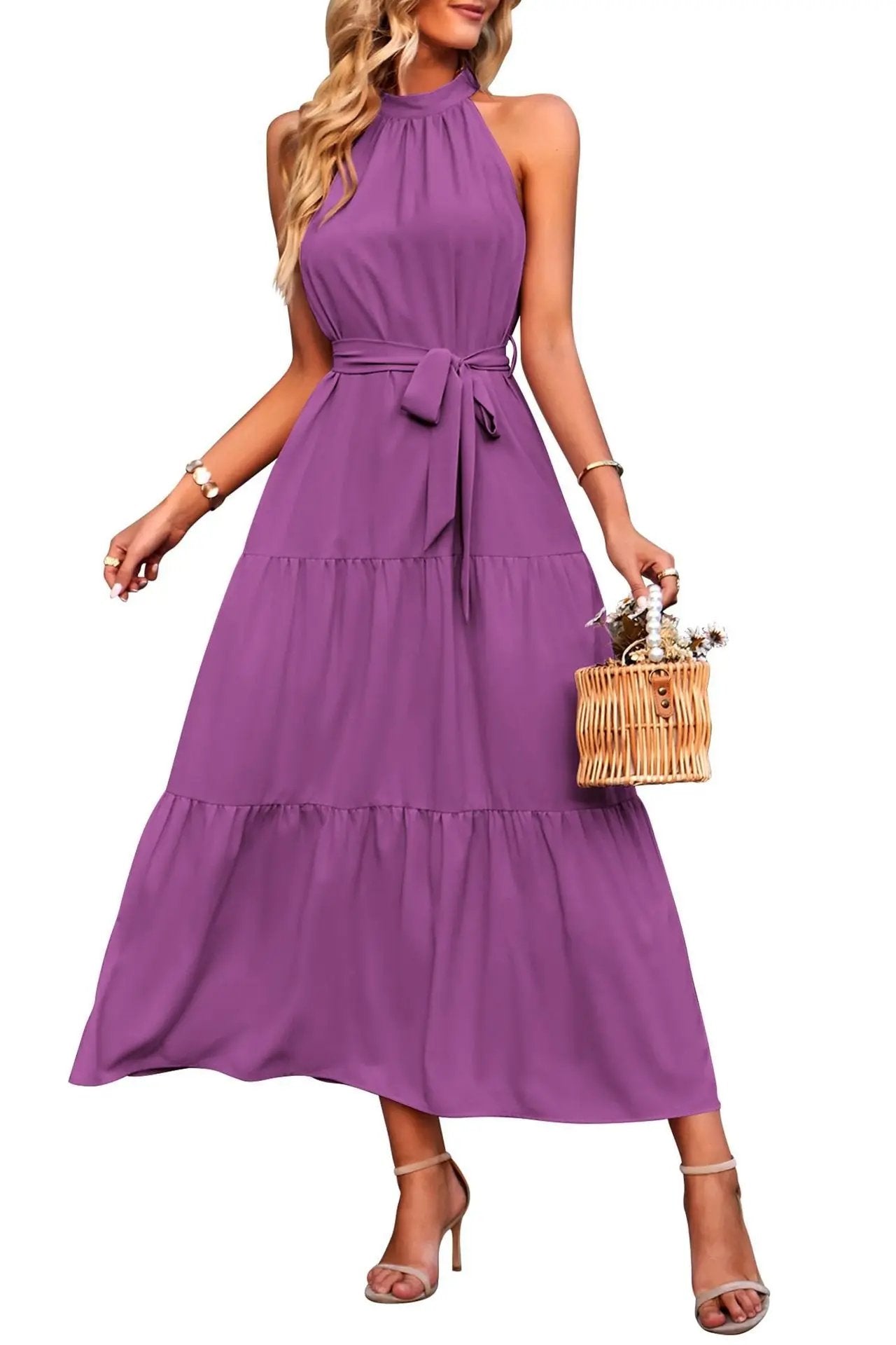 Halter Lace-up Casual Loose Stitching Dress Sumit Pathak