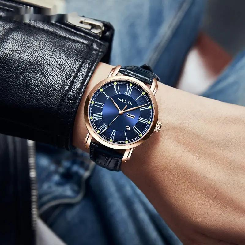 Business Leather Quartz Watch Men INDZONES