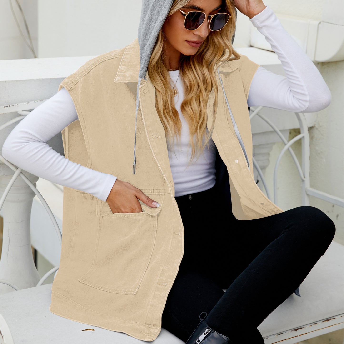 European And American New Denim Vest Waistcoat Women's Summer Fashion Trend Denim Sleeveless Vest