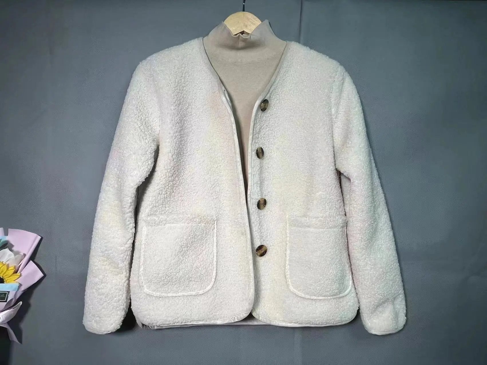 Round Neck Lamb Wool Loose Coat Sumit Pathak